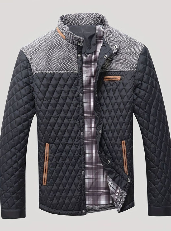 Men's Quilted Stand-Collar Zip-Up Insulated Jacket