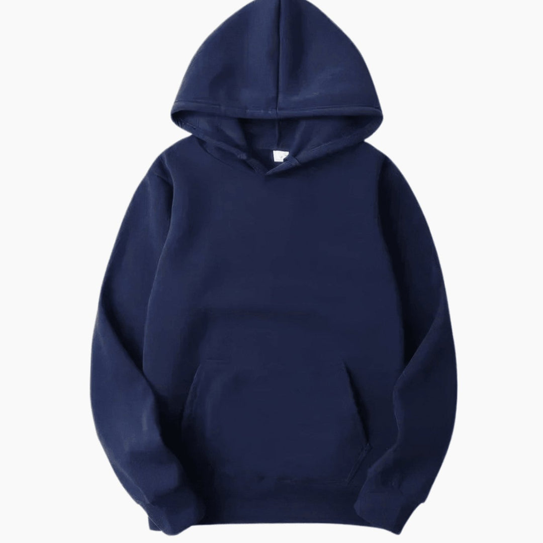 Men's Relaxed-Fit Solid Long Sleeve Hoodie Sweatshirt - Navy