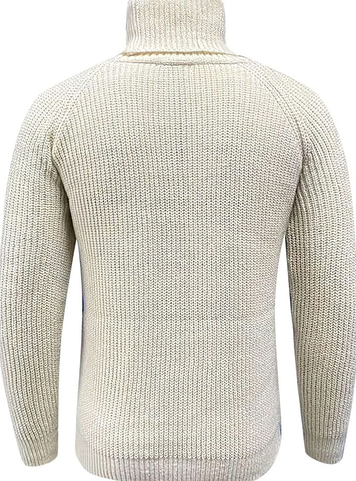 Men's Ribbed Knit Turtleneck Sweater Relaxed Pullover