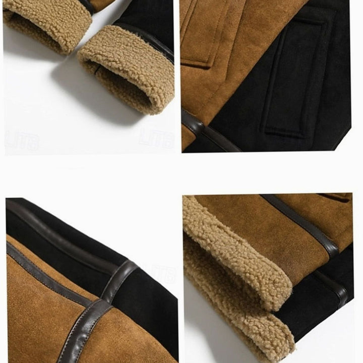 Men's Sherpa-Lined Aviator Bomber Jacket Full-Zip, Brown