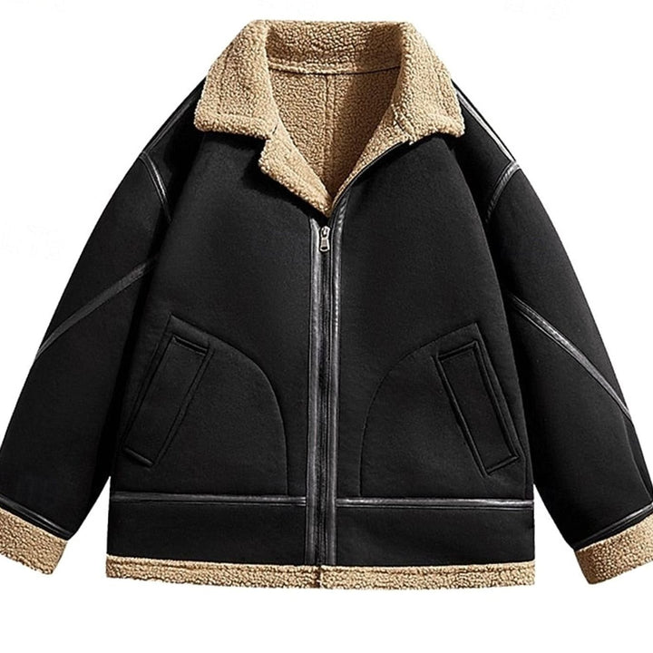 Men's Sherpa-Lined Aviator Bomber Jacket Full-Zip, Brown