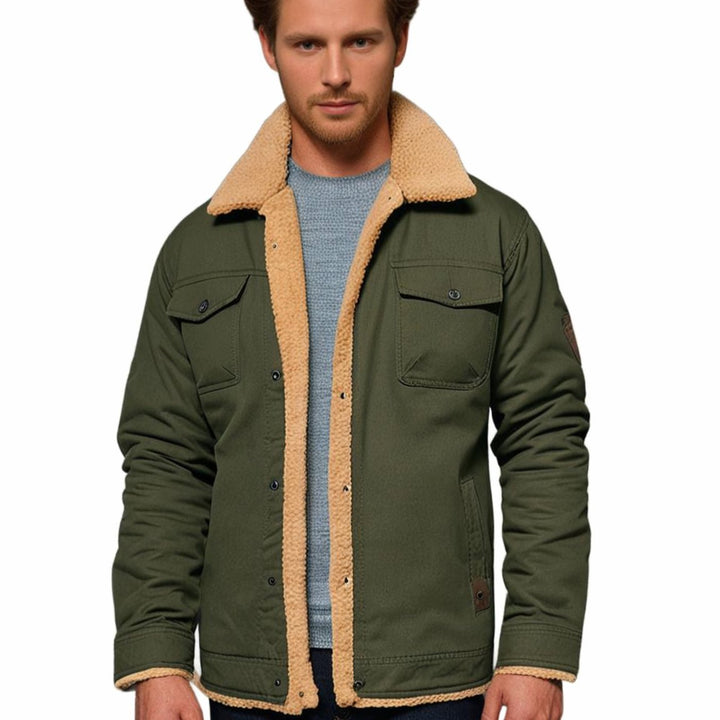 Men's Sherpa-Lined Snap-Button Outdoor Casual Jacket