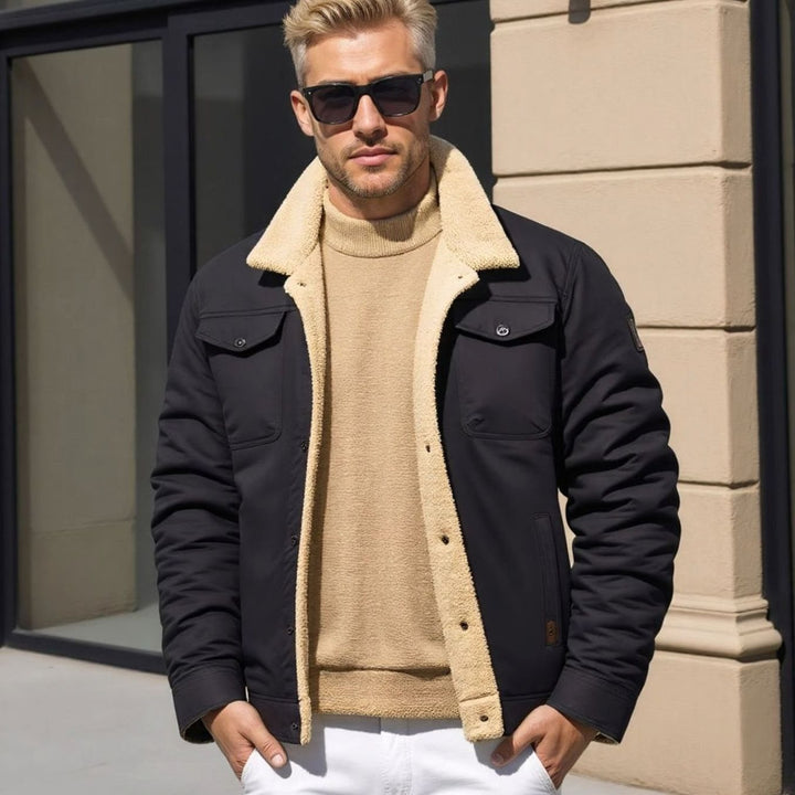 Men's Sherpa-Lined Snap-Button Outdoor Casual Jacket