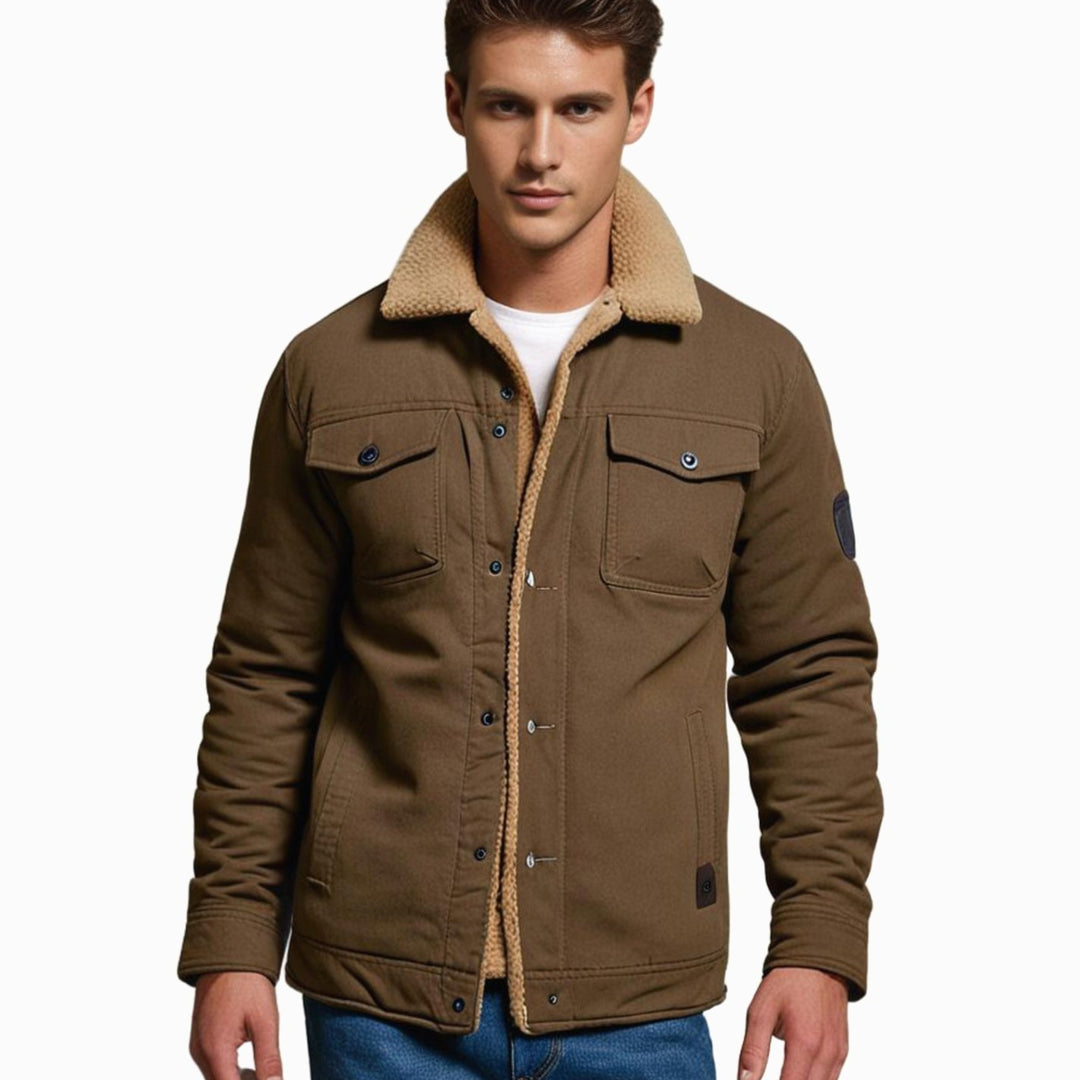 Men's Sherpa-Lined Snap-Button Outdoor Casual Jacket