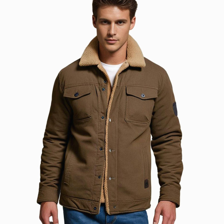 Men's Sherpa-Lined Snap-Button Outdoor Casual Jacket