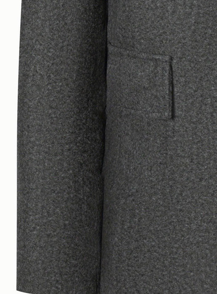 Men's Single-Breasted Wool Coat Tailored Overcoat, Dark Gray