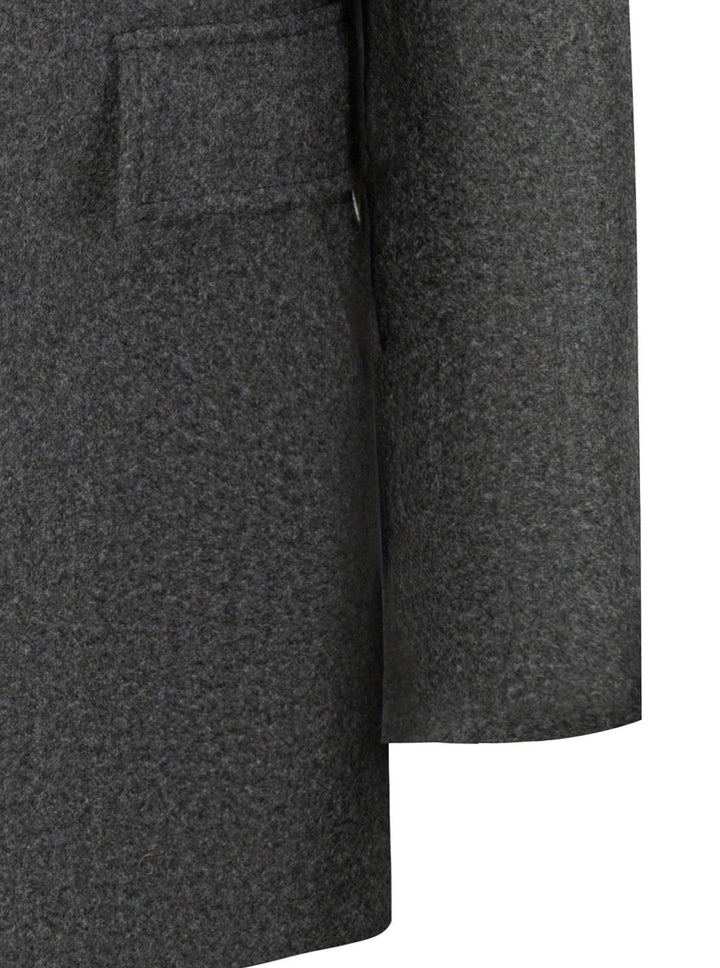 Men's Single-Breasted Wool Coat Tailored Overcoat, Dark Gray