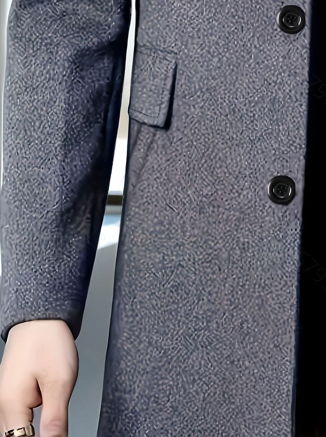 Men's Single-Breasted Wool Overcoat Classic Lapel Collar, Dark Gray