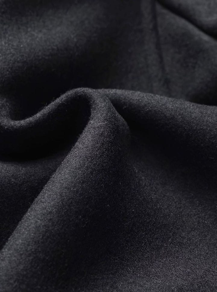 Men's Single-Breasted Wool Overcoat Tailored Lapel Coat, Black