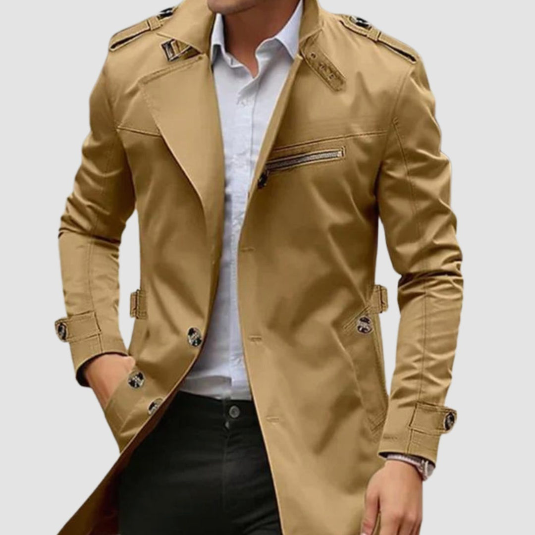 Men's Slim Fit Double Breasted Trench Coat