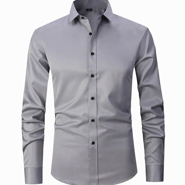 Men's Slim-Fit Long-Sleeve Button-Down Dress Shirt - Grey