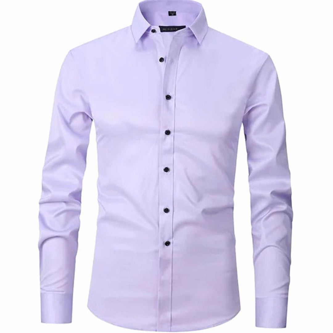 Men's Slim-Fit Long-Sleeve Button-Down Dress Shirt - Purple