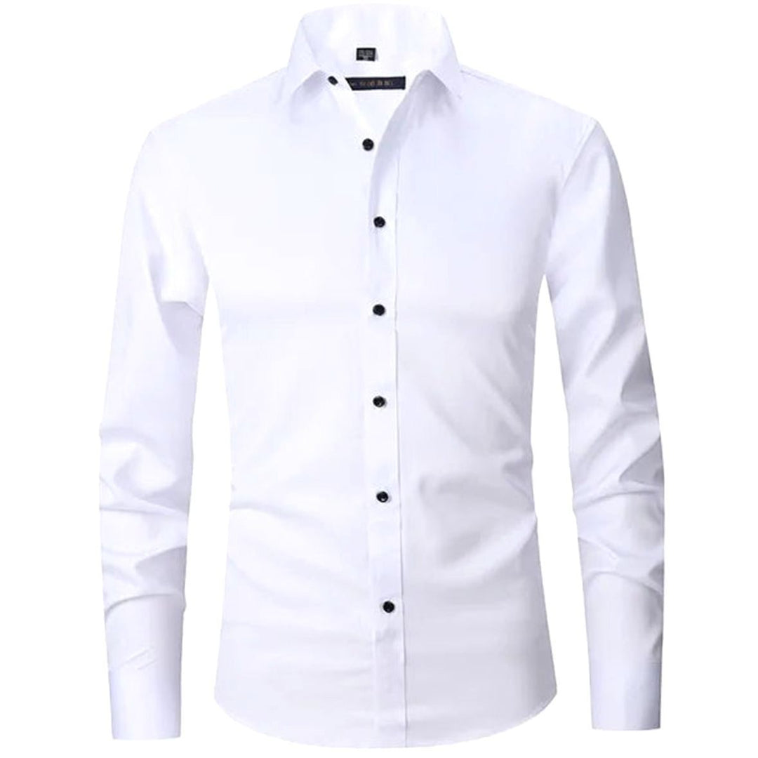 Men's Slim-Fit Long-Sleeve Button-Down Dress Shirt - White