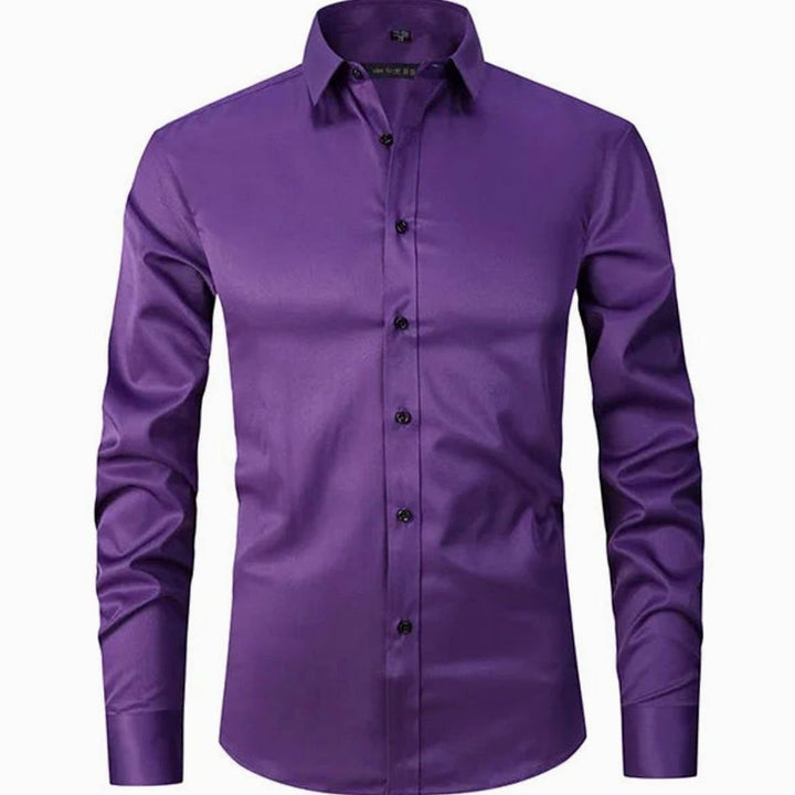 Men's Slim-Fit Long-Sleeve Button-Down Dress Shirt - Violet