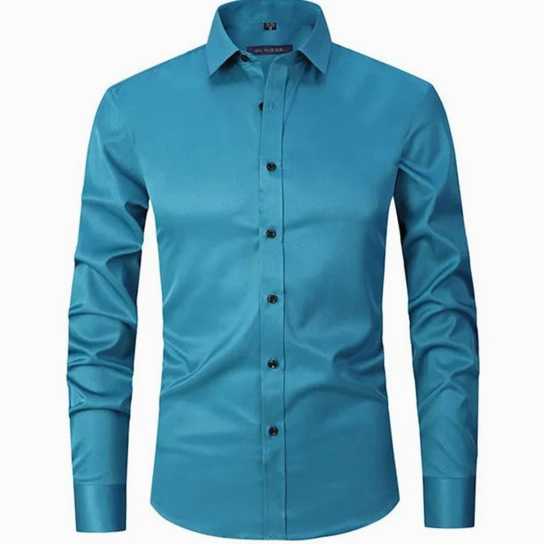Men's Slim-Fit Long-Sleeve Button-Down Dress Shirt - Blue