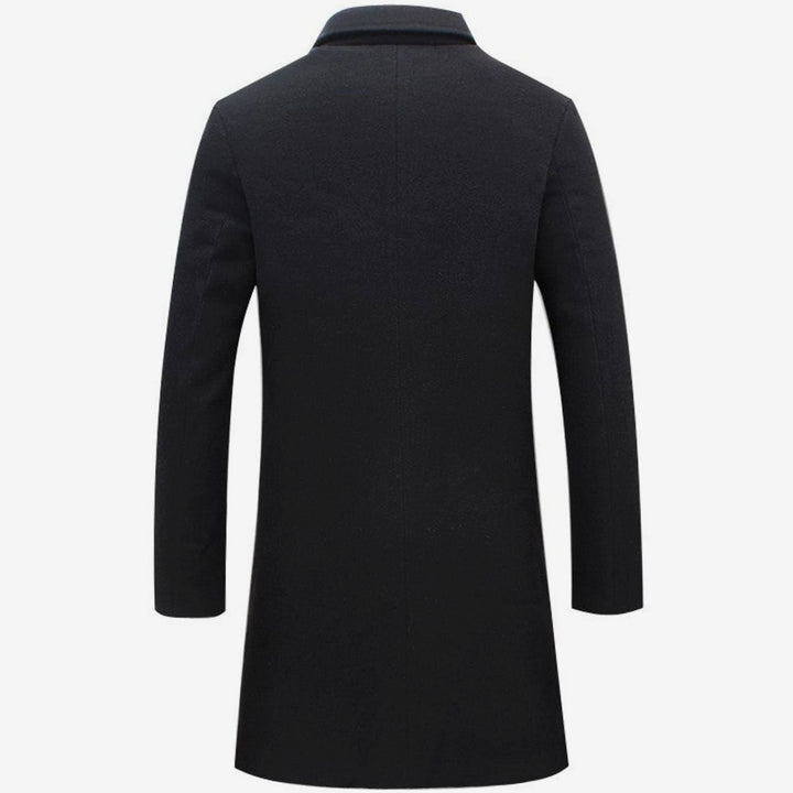 Men's Slim-Fit Single-Breasted Notch-Lapel Long Overcoat