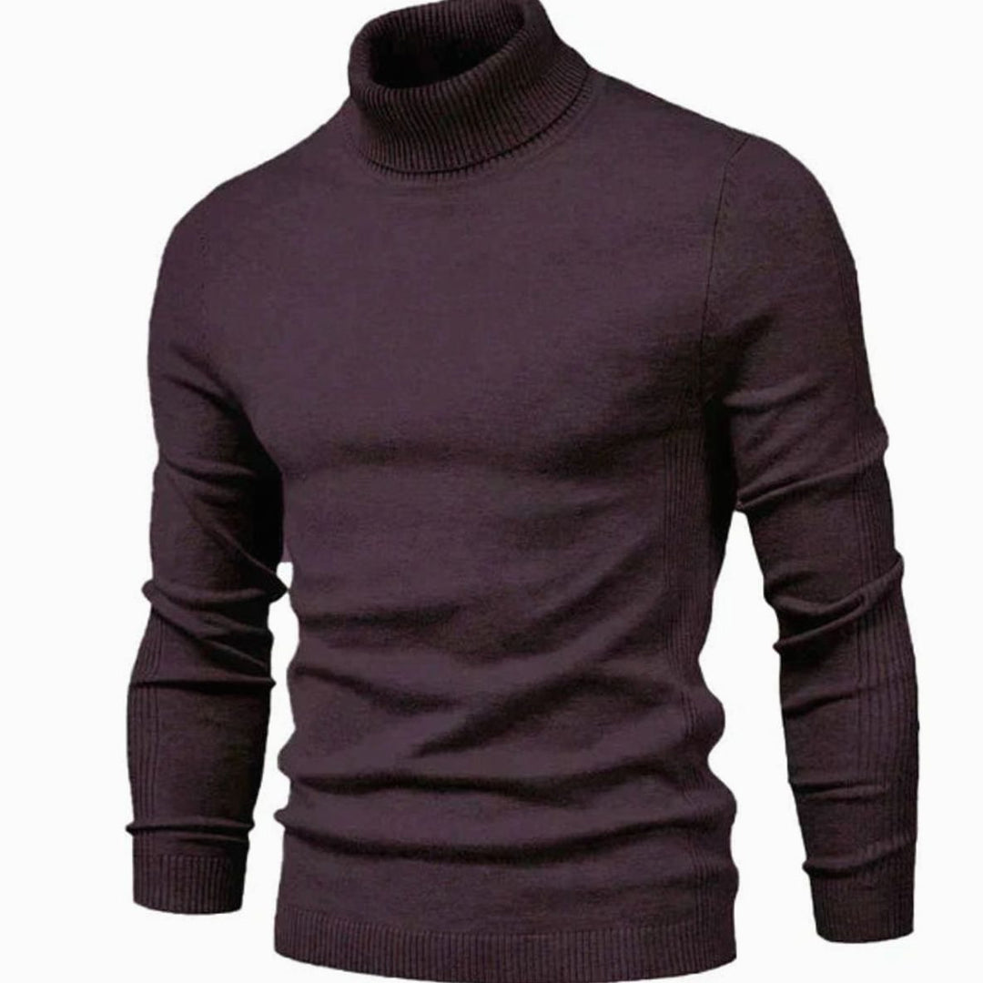 Men's Slim-Fit Turtleneck Knit Neck Sweater - Burgundy