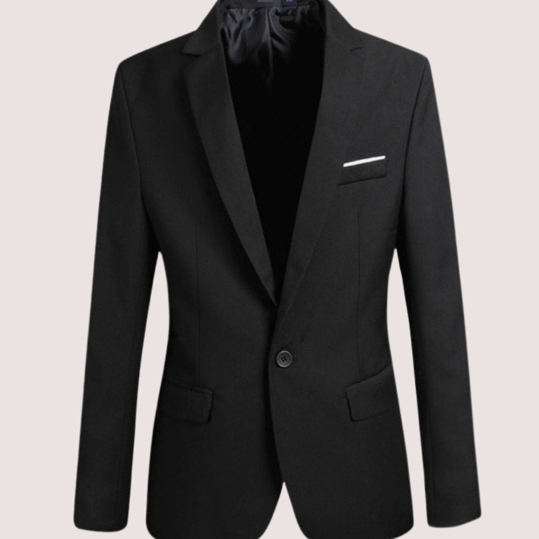 Men's Slim Modern Fit Blazer Single-Button Notch Lapel - Black