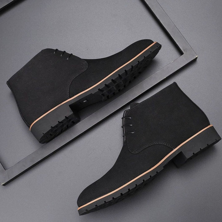 Men's Suede Lace-Up Ankle Boots - Black