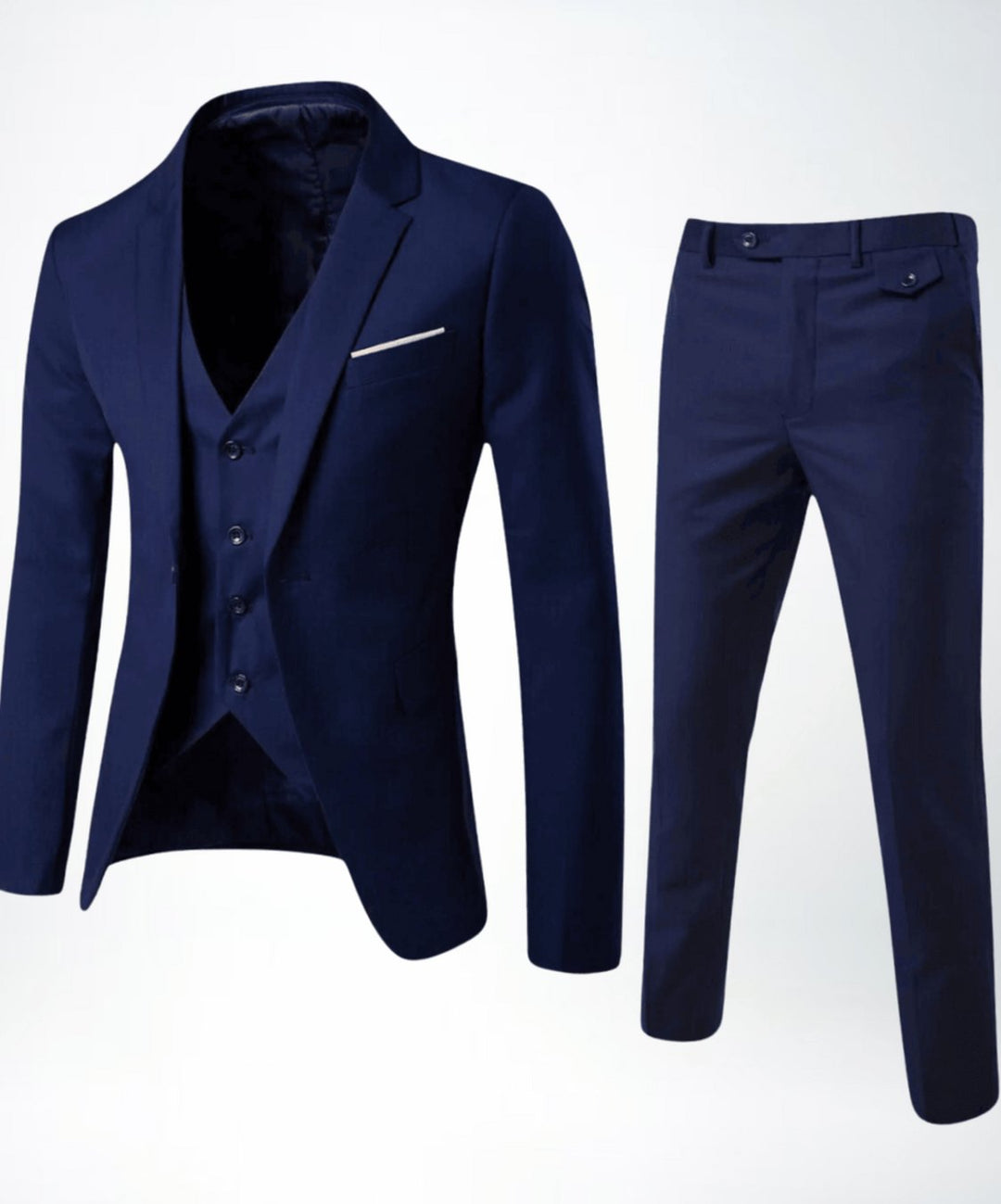 Men's Three-Piece Slim-Fit Classic Formal Suit Set - Navy
