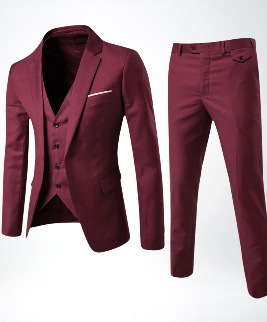 Men's Three-Piece Slim-Fit Classic Formal Suit Set - Red