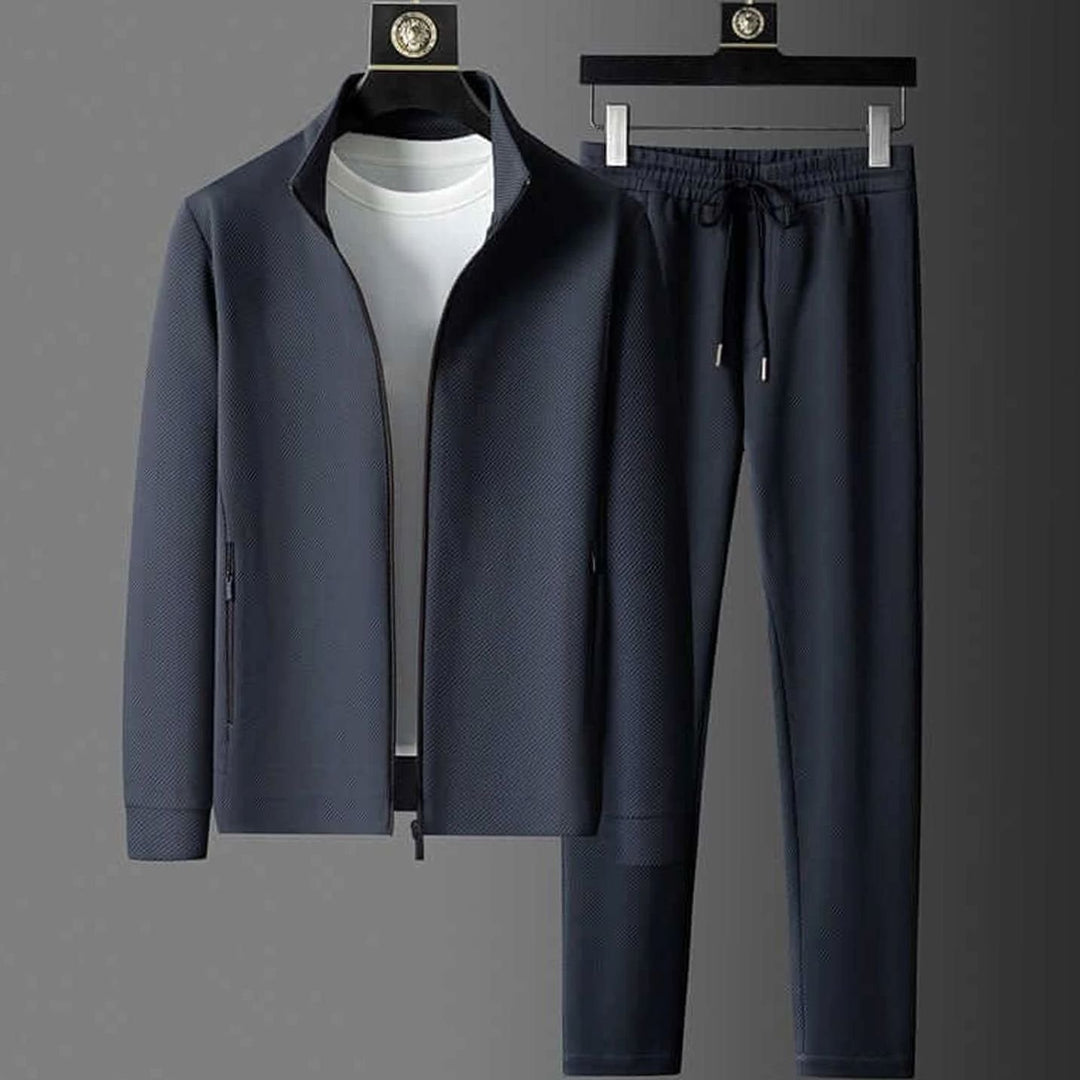 Men's Two-Piece Zip-Up Tapered Activewear Suit - Blue