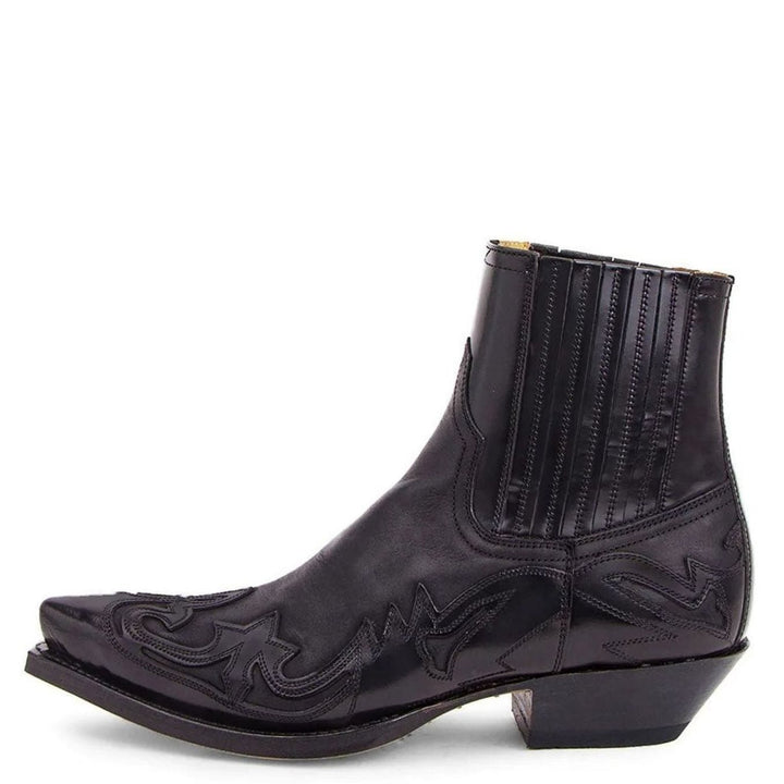 Men's Western Cowboy Style Boots Pointed-Toe Embroidered Chelsea Ankle