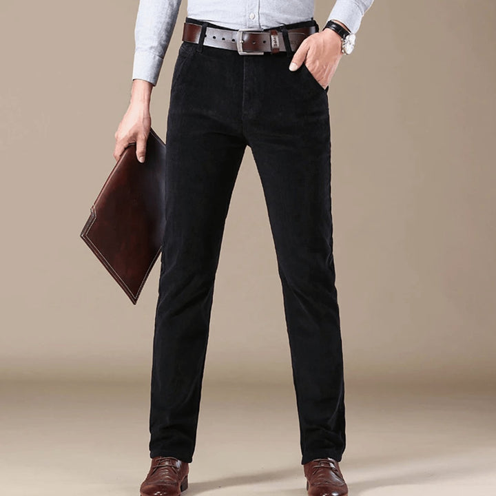 Men's Winter Season Slim-Fit Corduroy Pants - Black