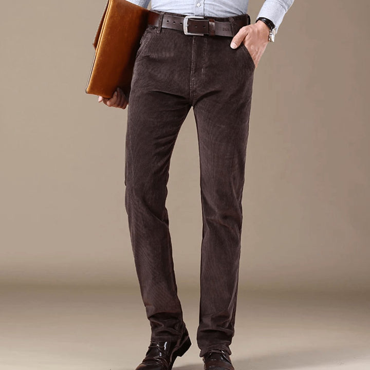Men's Winter Season Slim-Fit Corduroy Pants - Dark Brown