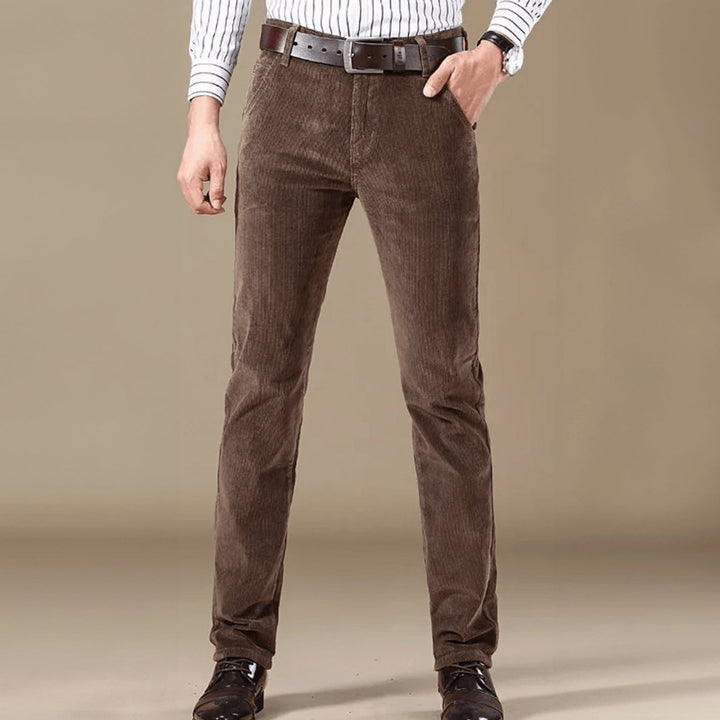 Men's Winter Season Slim-Fit Corduroy Pants - Light Brown