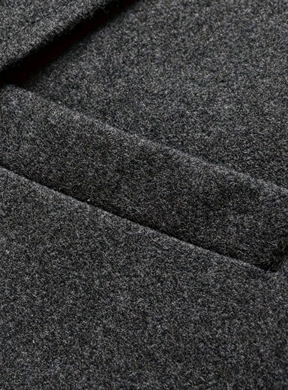Men's Wool Long Overcoat Quilted-Lined Single-Breasted Topcoat