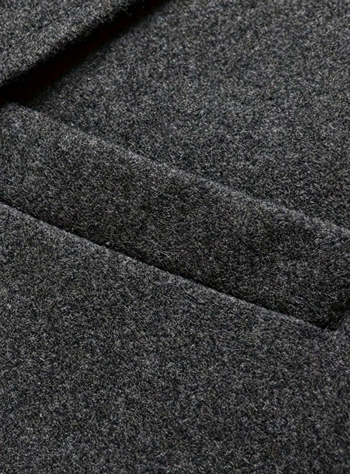 Men's Wool Long Overcoat Quilted-Lined Single-Breasted Topcoat