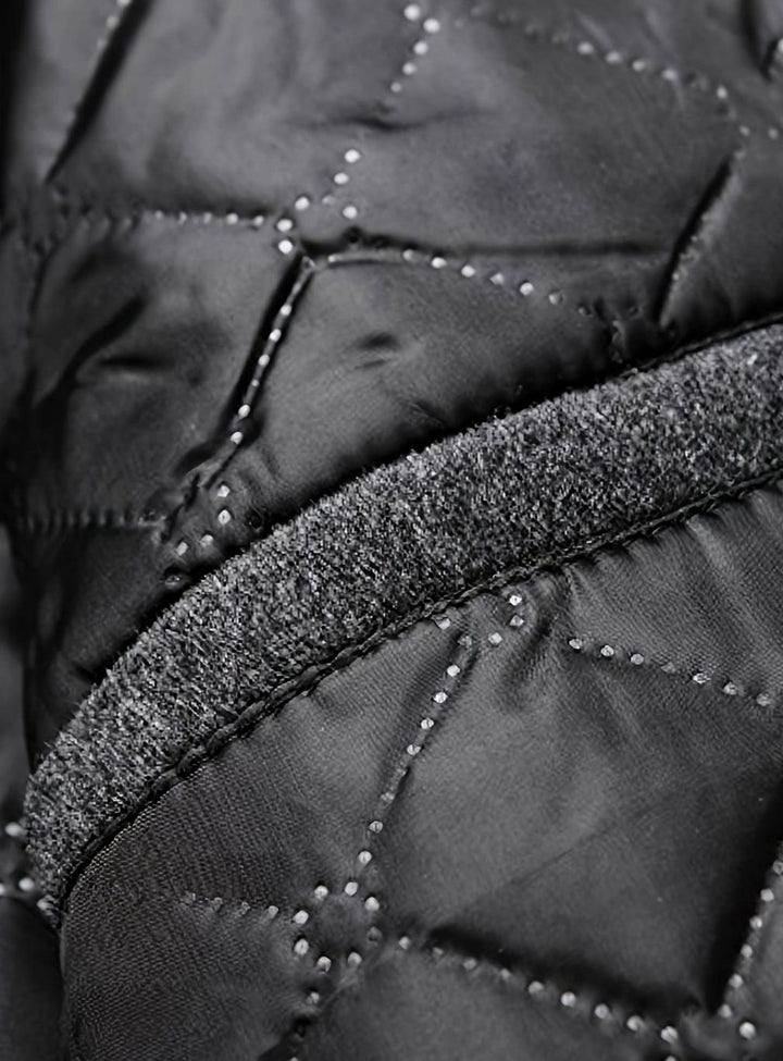 Men's Wool Long Overcoat Quilted-Lined Single-Breasted Topcoat