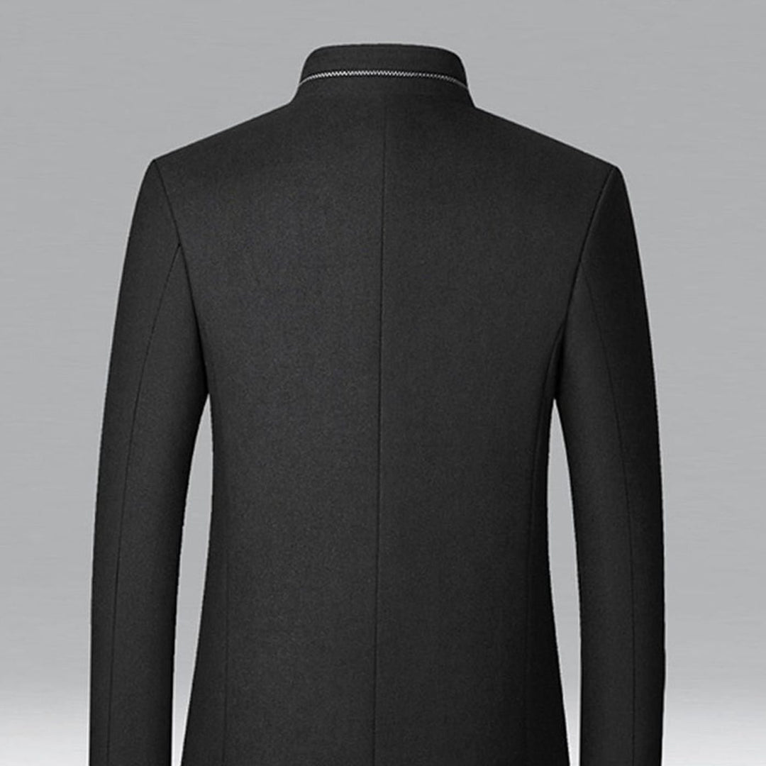 Men's Wool Stand Collar Overcoat Tailored Button-Front Coat