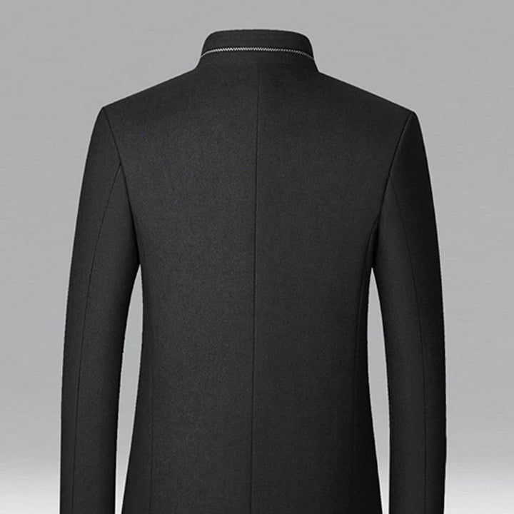 Men's Wool Stand Collar Overcoat Tailored Button-Front Coat