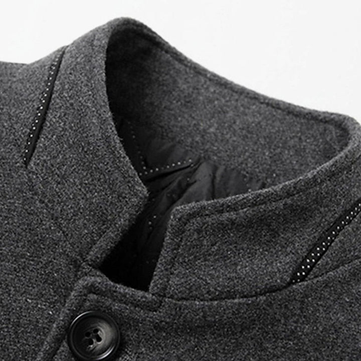 Men's Wool Stand Collar Overcoat Tailored Button-Front Coat