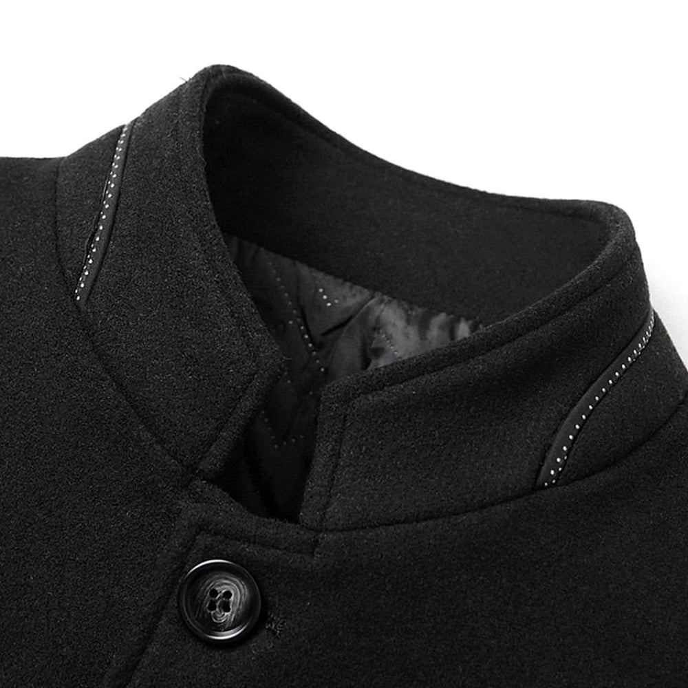 Men's Wool Stand Collar Overcoat Tailored Button-Front Coat