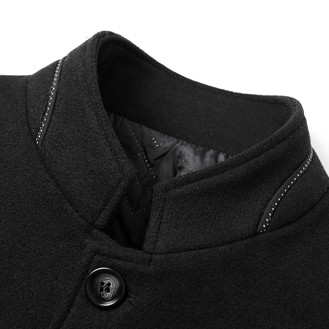 Men's Wool Stand Collar Overcoat Tailored Button-Front Coat