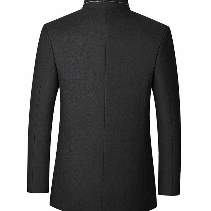 Men's Wool Stand Collar Overcoat Tailored Button-Front Coat