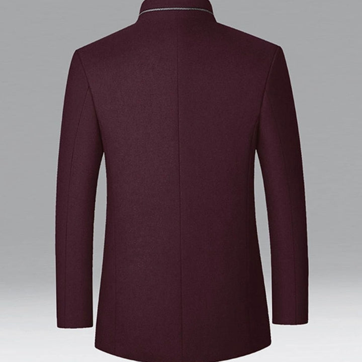 Men's Wool Stand Collar Overcoat Tailored Button-Front Coat