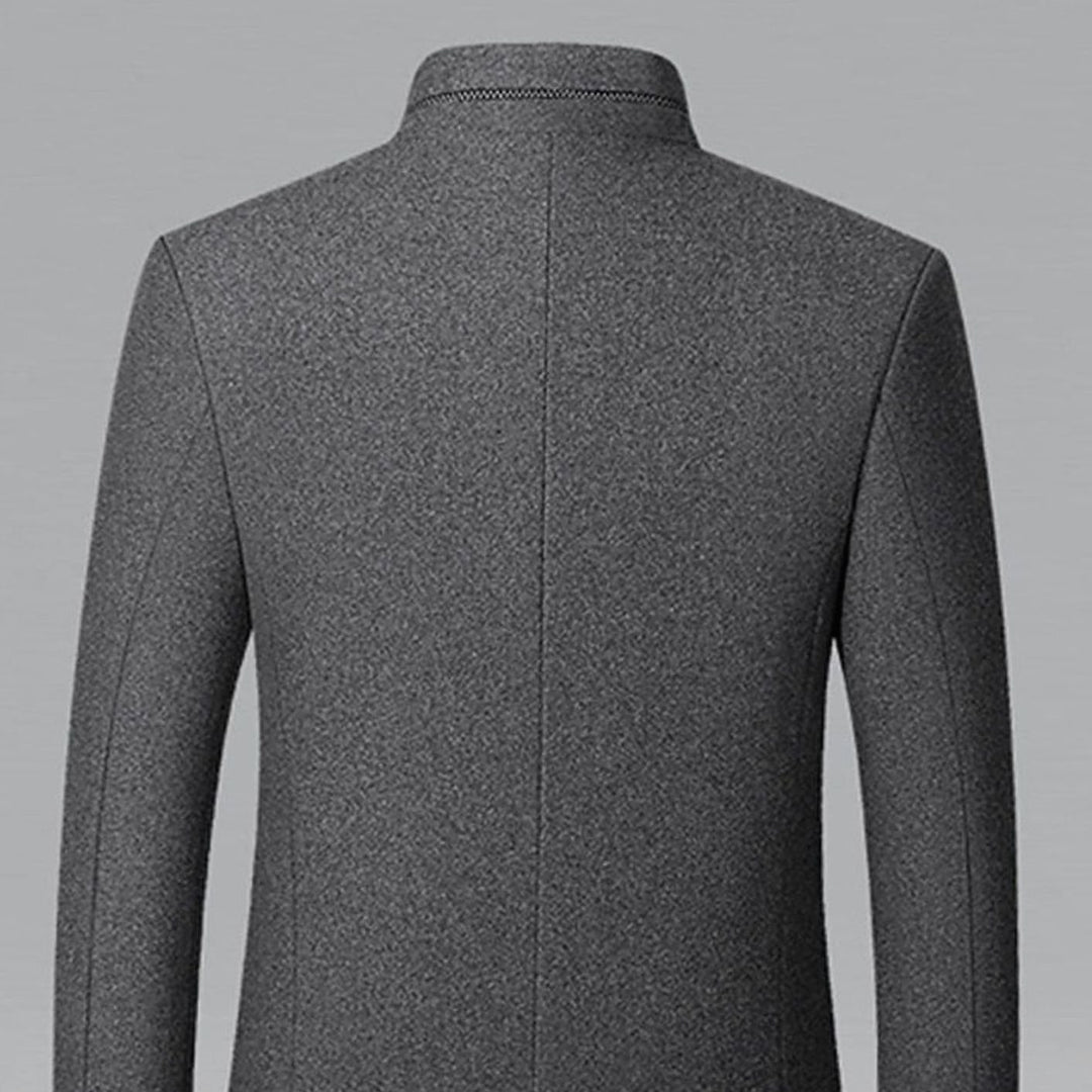Men's Wool Stand Collar Overcoat Tailored Button-Front Coat