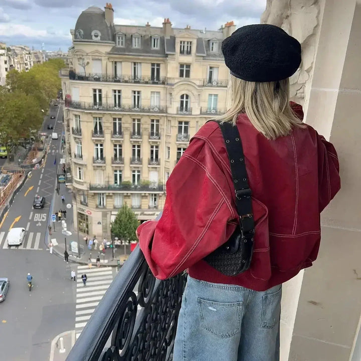 Ingrid | Oversized Leather Bomber Jacket Luvy Boutique
