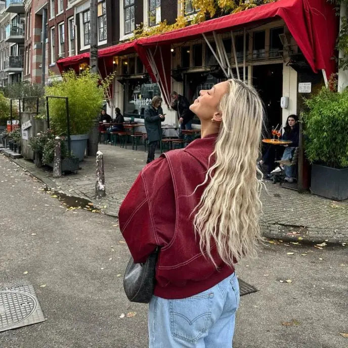 Ingrid | Oversized Leather Bomber Jacket Luvy Boutique