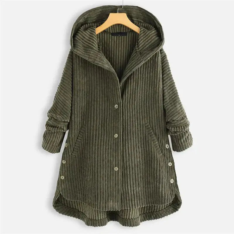 Mia - Stylish Hooded Ribbed Coat Luvy Boutique
