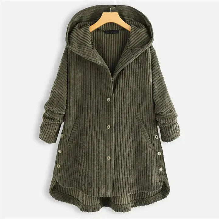 Mia - Stylish Hooded Ribbed Coat Luvy Boutique