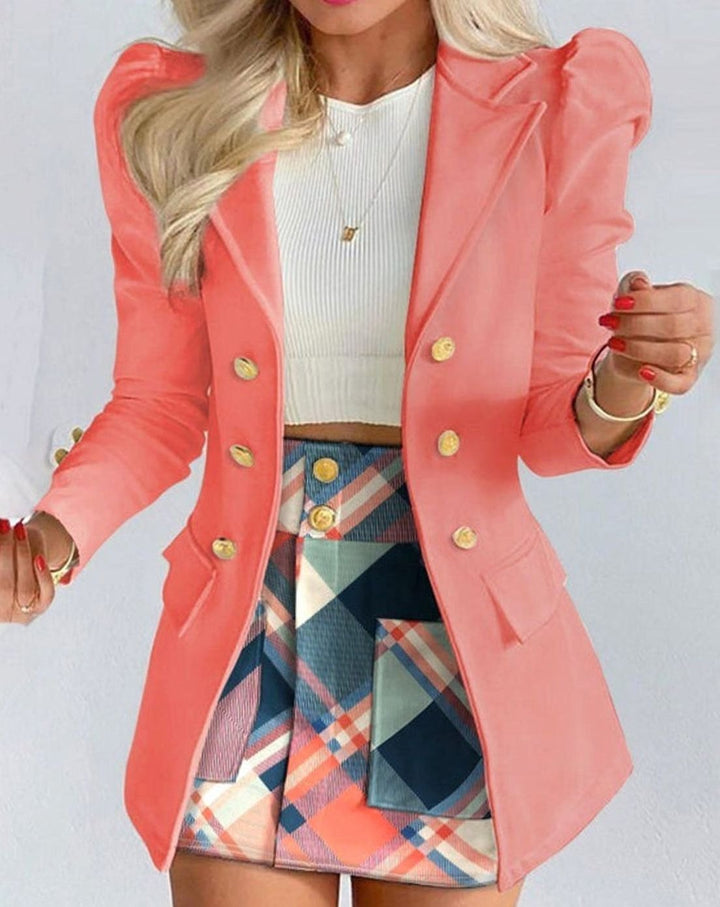 Women's Blazer Floral Skirt Two-Piece Co-ord Set - Pink