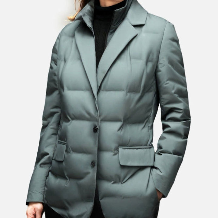 Women's Blazer-Style Quilted Puffer Winter Jacket