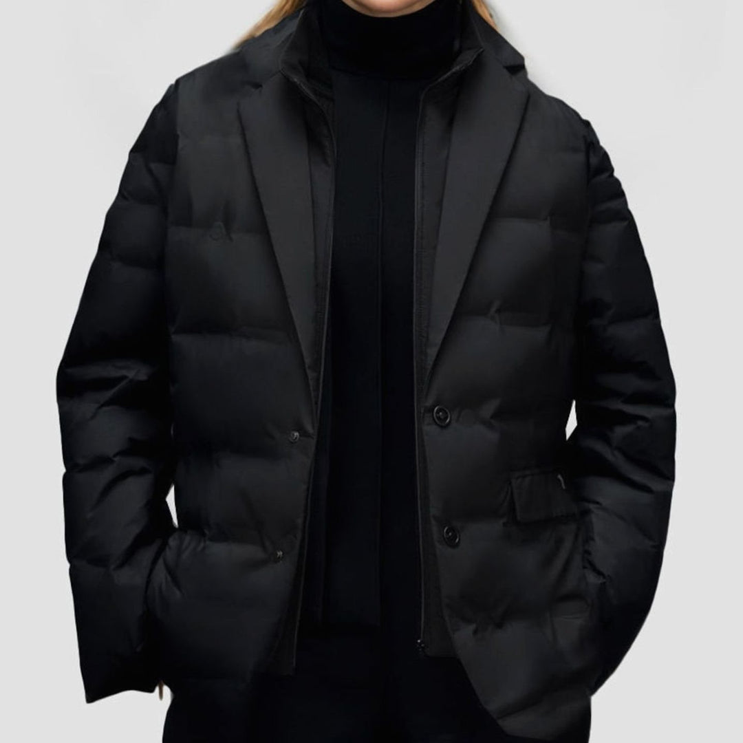Women's Blazer-Style Quilted Puffer Winter Jacket
