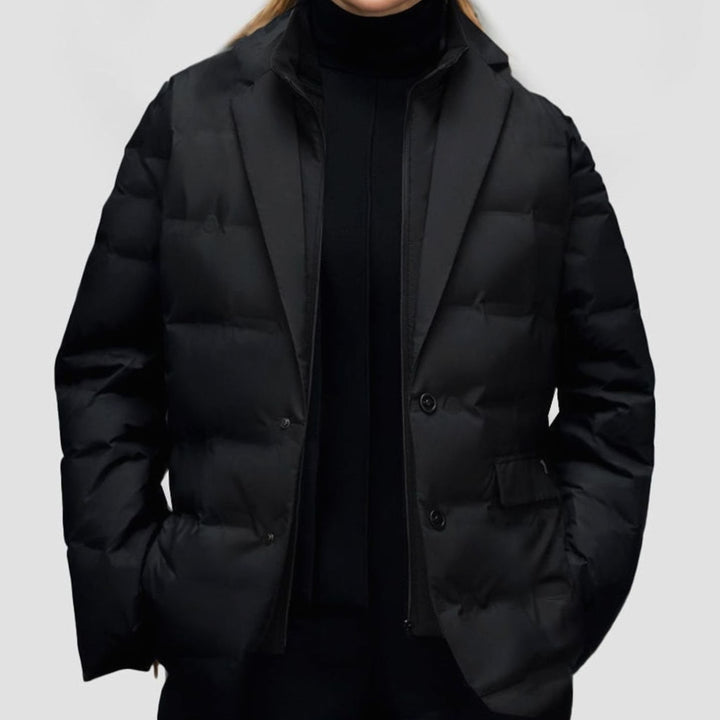 Women's Blazer-Style Quilted Puffer Winter Jacket