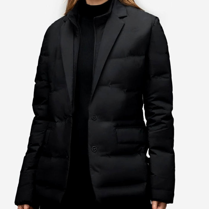 Women's Blazer-Style Quilted Puffer Winter Jacket
